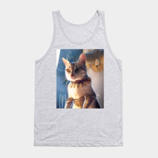 Golden armor knight cat: Cleo Tank Top